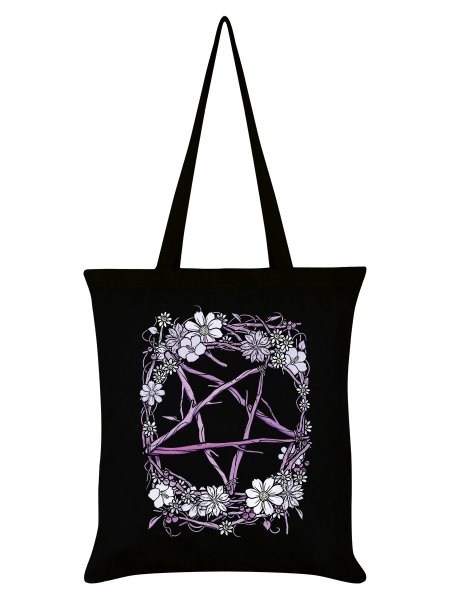 画像1: Pagan Pentagram Black Tote Bag / エコバッグ【GRINDSTORE】 (1)