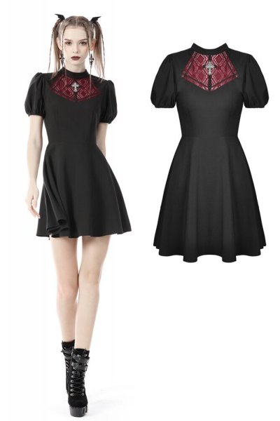 画像1: Gothic doll lace red in black dress / ワンピース【DARK IN LOVE】 (1)
