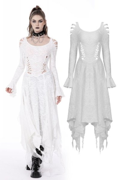 画像1: White ghost cutout details maxi dress / ワンピース【DARK IN LOVE】 (1)