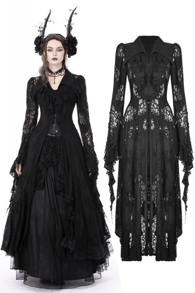 画像1: Gothic romantic hollow out sexy frilly lace dress / ワンピース【DARK IN LOVE】 (1)