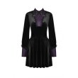 画像2: Witch college purple shirt collar velvet dress / ワンピース【DARK IN LOVE】 (2)