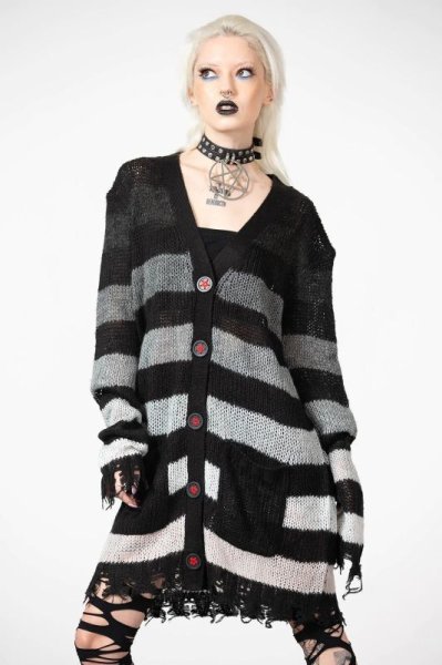 🔥SALE🔥STRIPE OF EVIL CARDIGAN / ニットカーディガン【KILL STAR