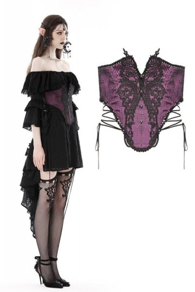 画像1: Gothic purple luxe court sexy hollow corset / コルセット【DARK IN LOVE】 (1)