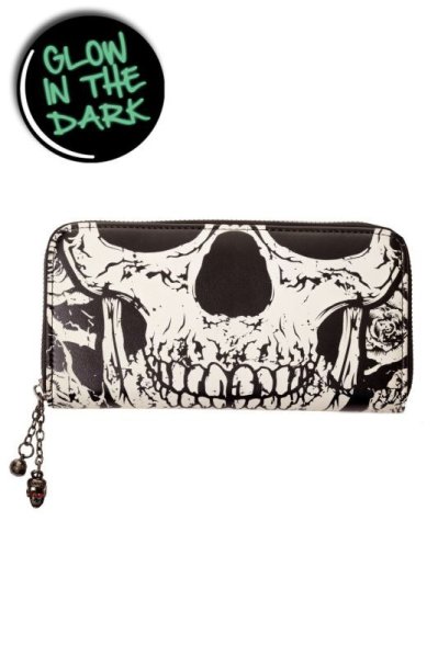 画像1: BLACK SKULL FACE WALLET / 蓄光 / 財布【Banned Apparel】 (1)