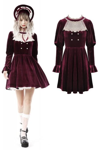 画像1: Retro court gorgeous princess dress / ワンピース【DARK IN LOVE】 (1)