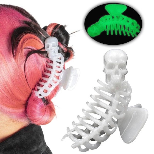 画像1: Skeleton Ribcage Hair Claw Clip / Glow In The Dark / ヘアクリップ【KREEPSVILLE 666】 (1)