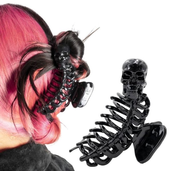 画像1: Skeleton Ribcage Hair Claw Clip / Black / ヘアクリップ【KREEPSVILLE 666】 (1)