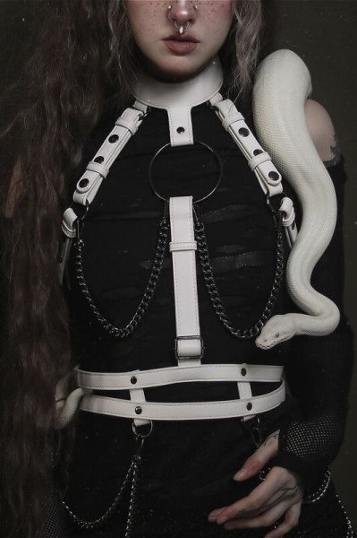 画像1: BAPHOMET BONES HARNESS / WHITE / ハーネスベルト【KILL STAR】 (1)