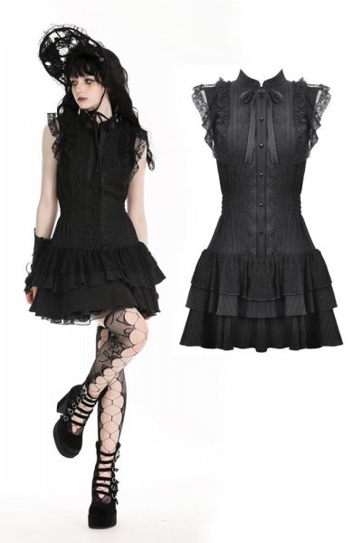 画像1: Gothic frilly shirt dress / ワンピース【DARK IN LOVE】 (1)