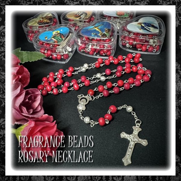 画像1: FRAGRANCE BEADS ROSARY NECKLACE / ロザリオネックレス (1)