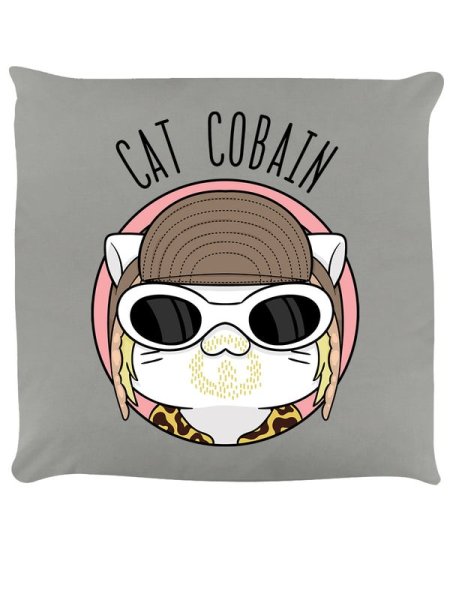 画像1: Cat Cobain Pale Grey Cushion / クッション【GRINDSTORE】 (1)