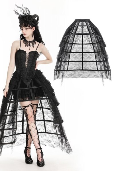 画像1: Rococo style spiderweb tattered birdcage petticoat / スカート【DARK IN LOVE】 (1)