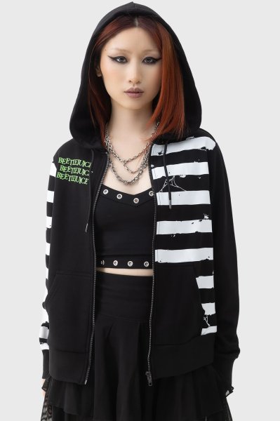 画像1: Distressed Stripe Hoodie / パーカー【KILL STARxBEETLEJUICE】 (1)