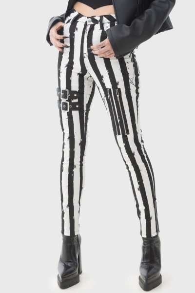 画像1: Distressed Stripe Skinny Trousers / スキニーパンツ【KILL STARxBEETLEJUICE】 (1)