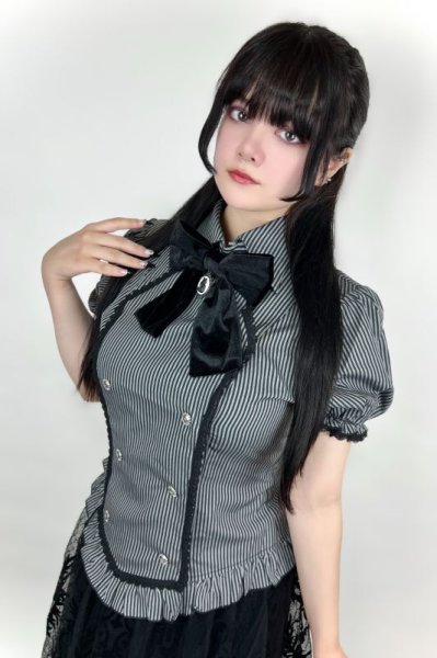 画像1: Gothic black ruffle blouse / トップス【DARK IN LOVE】 (1)