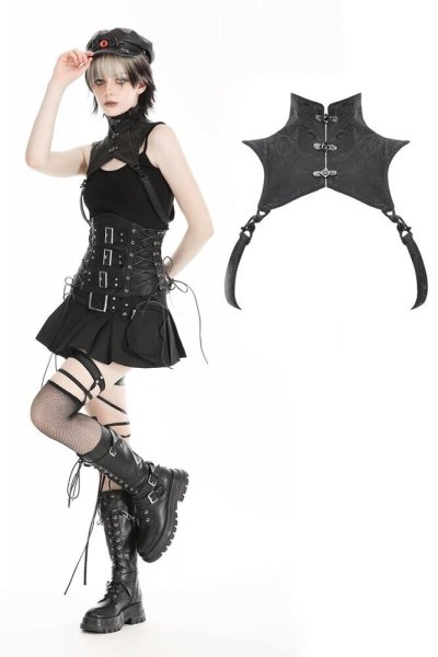 画像1: Punk snake-patterned leather stand-up collar top / トップス【DARK IN LOVE】 (1)