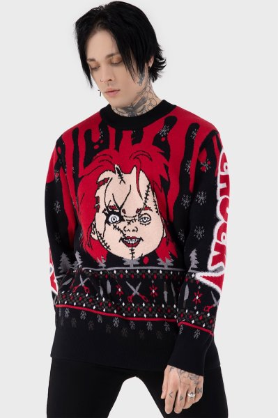 画像1: Chucky Wanna Play Sweater /ニットトップス【KILL STAR×CHUCKY】 (1)