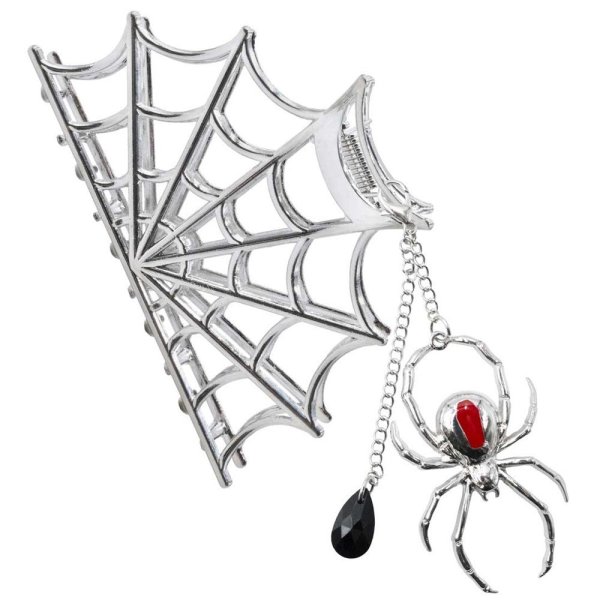 画像1: Spider Charm Web Claw Clip / Silver / ヘアクリップ【KREEPSVILLE 666】 (1)