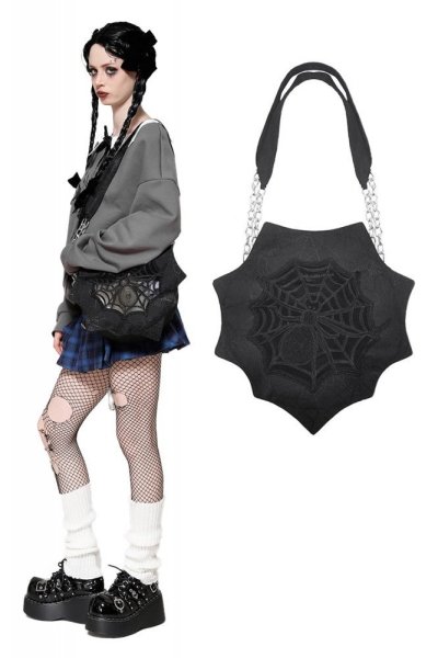 画像1: Spider web embroidered hollow / バッグ【DARK IN LOVE】 (1)