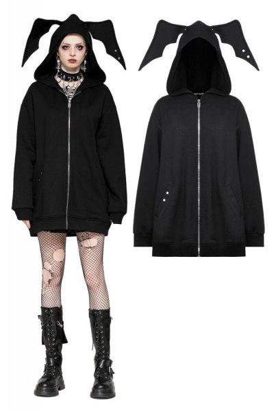 画像1: Batwing loose hoodie cardigan / ロングジャケット【DARK IN LOVE】 (1)