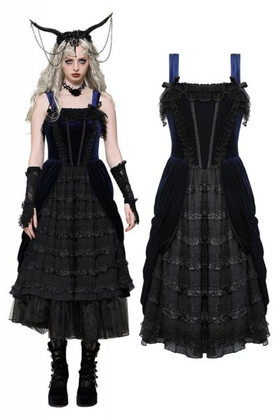 画像1: Indigo gothic lolita party doll dress / ワンピース【DARK IN LOVE】 (1)