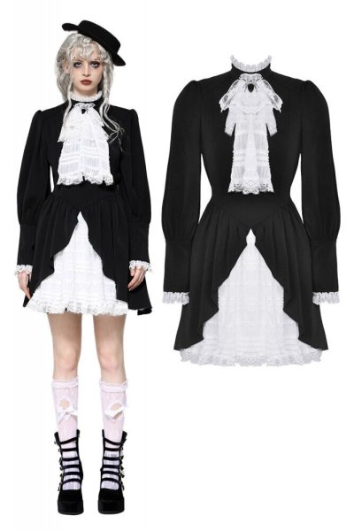 画像1: Black and white contrast puff sleeve dress / ワンピース【DARK IN LOVE】 (1)