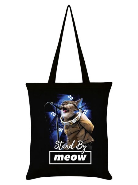 画像1: Playlist Pets Stand By Meow Black Tote Bag / エコバッグ【GRINDSTORE】 (1)