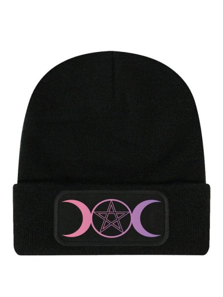 画像1: Triple Moon Black Beanie / ニット帽【GRINDSTORE】 (1)